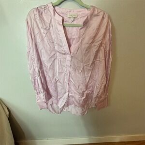 Habitual Women's Pink V-Neck Long Sleeve Blouse Size L Casual‎